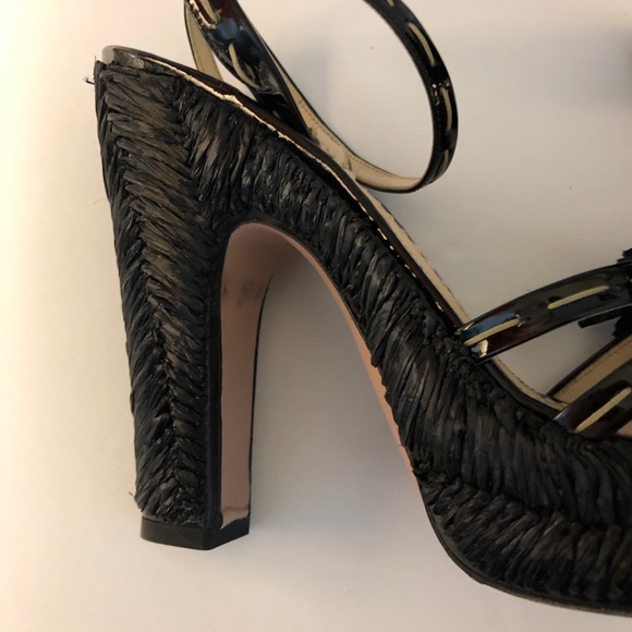 Prada Woven Raffia Platform Sandals - Picture 6 of 7